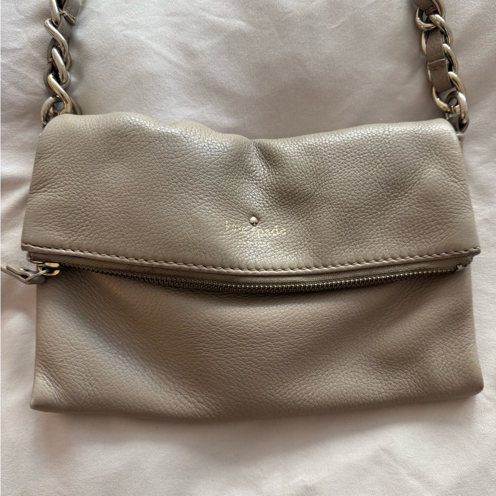 Kate Spade Gray Pebbled Leather Crossbody Bag